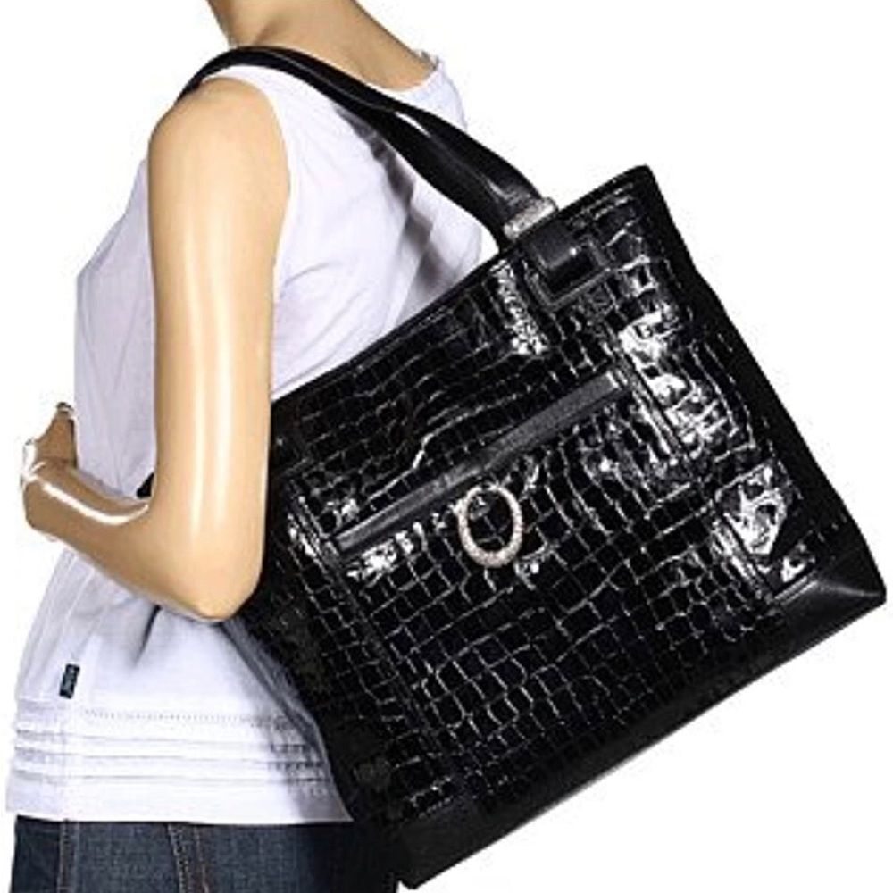 Brighton black patent leather jetson go tote euc
